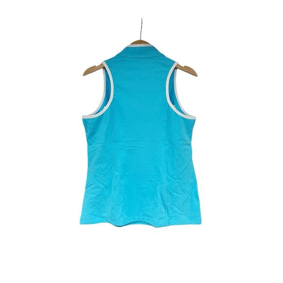 Boston Proper Airy Blue Sleeveless Chic Zipper White Trim Tank Halter Top M - Picture 4 of 9